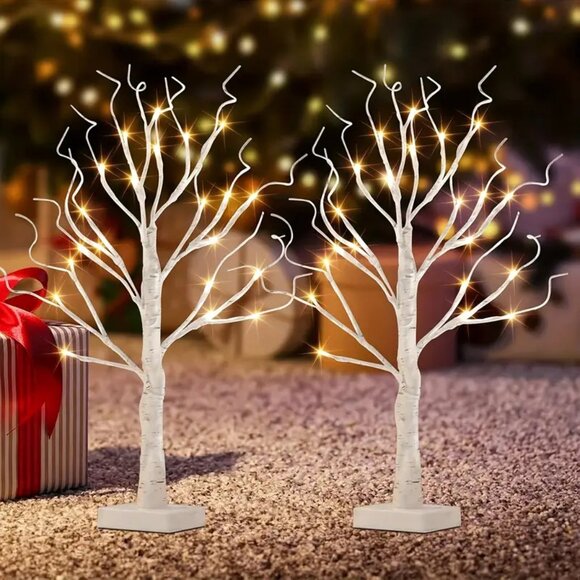 2 Pak Birch Tree Lamp Decor Christmas Lights - USB or Battery -Warm White - 2FT - Picture 3 of 8
